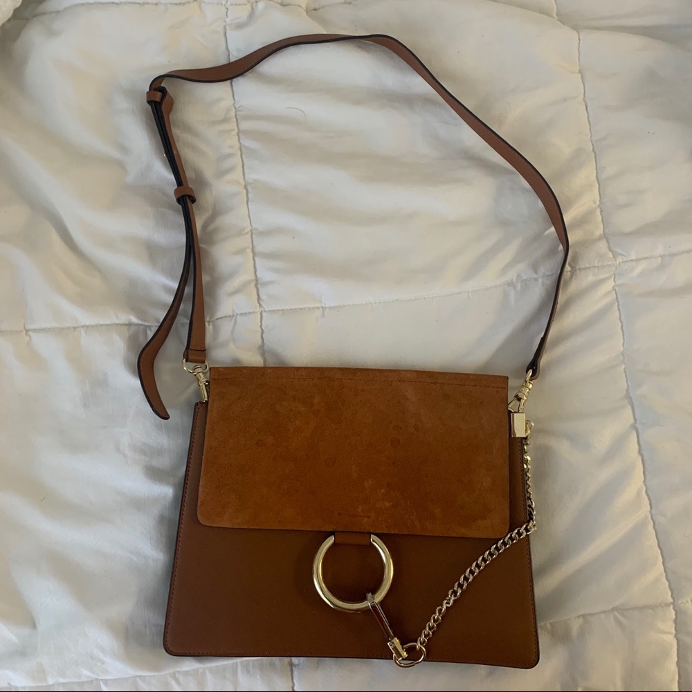 brown flap bag